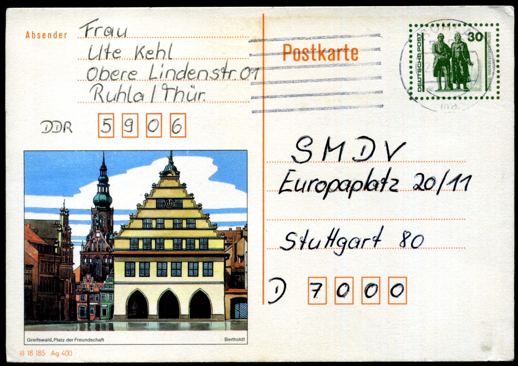1990: Greifswald, Platz der Freundschaft